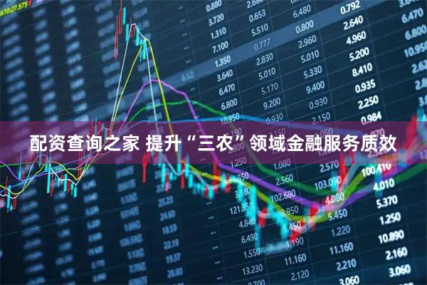 配资查询之家 提升“三农”领域金融服务质效