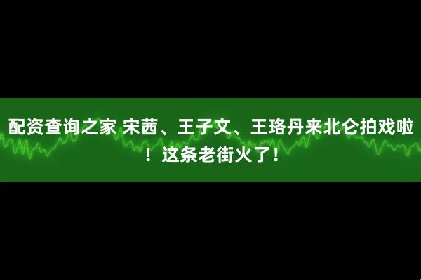 配资查询之家 宋茜、王子文、王珞丹来北仑拍戏啦！这条老街火了！